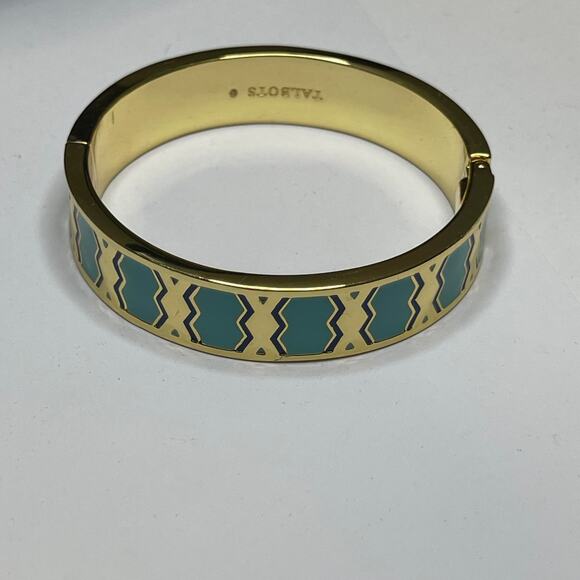 Talbots bangle bracelet gold tone with turquoise green blue teal enamel classic - Picture 11 of 16